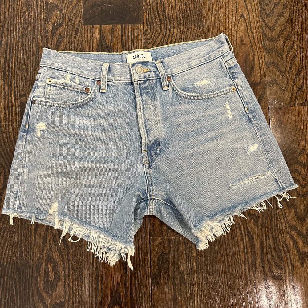 Agolde Blue Jean Shorts Vintage Distressed Style